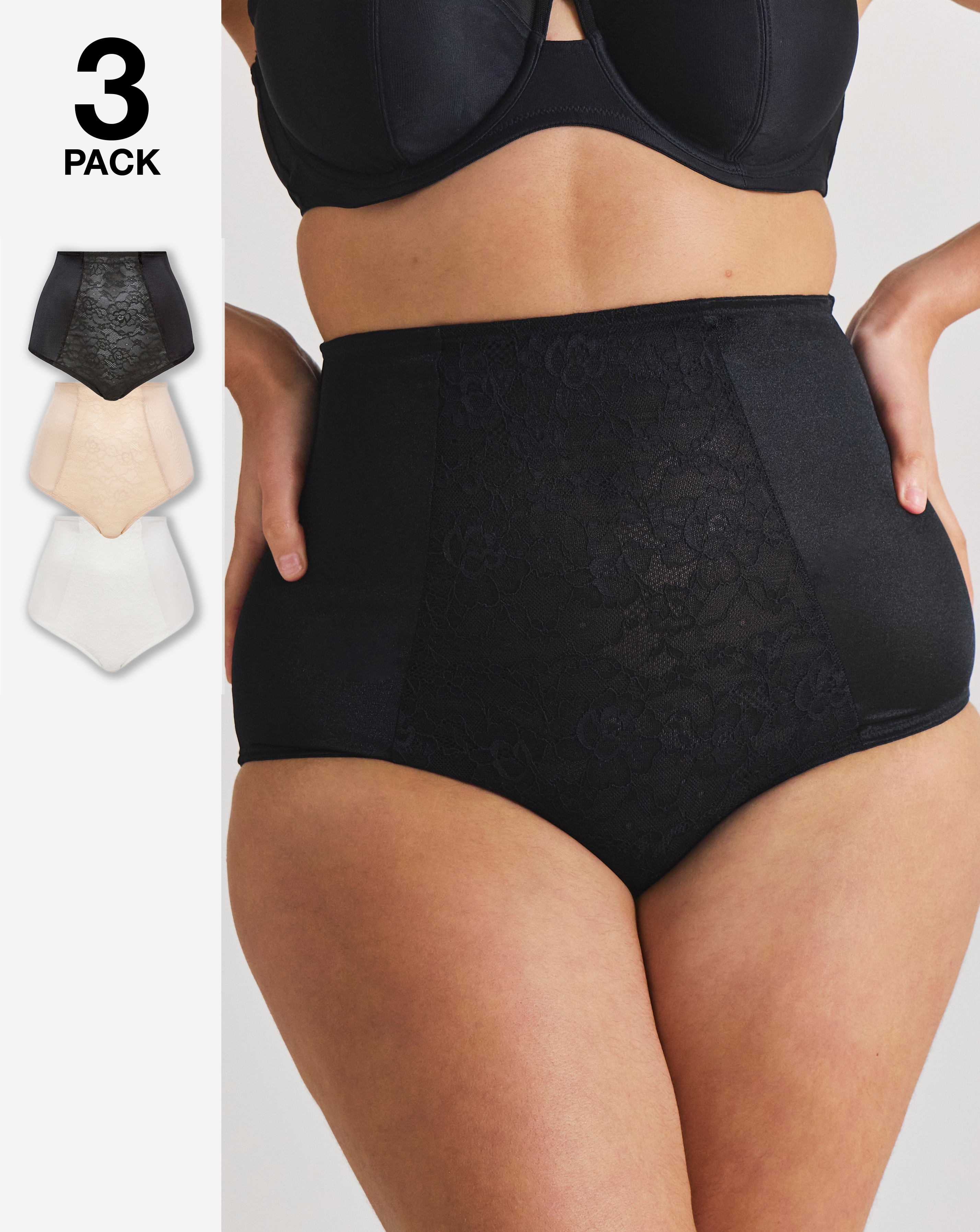 3 Pack High Waist Firm Control Knickers