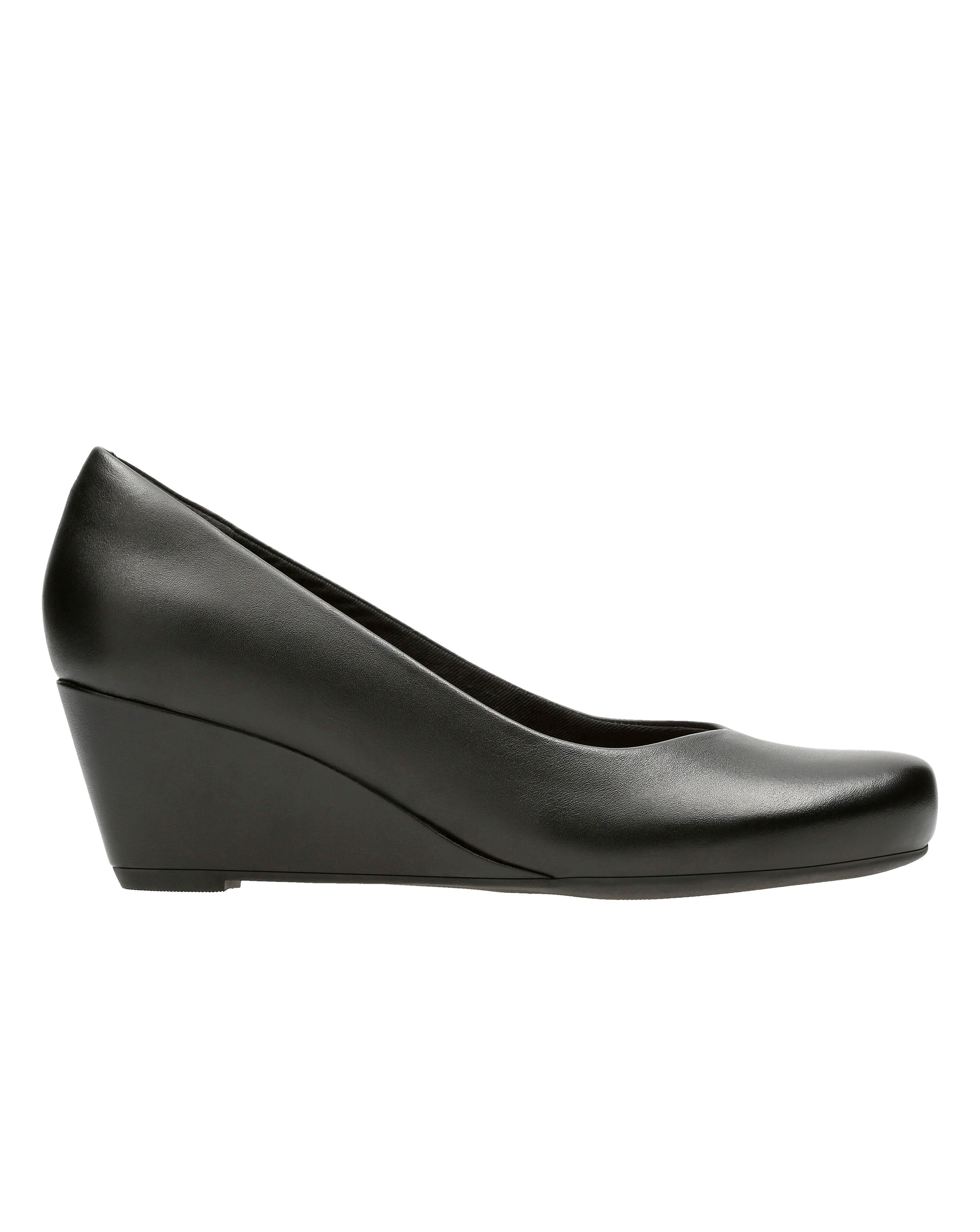 Clarks black patent wedge sales shoes