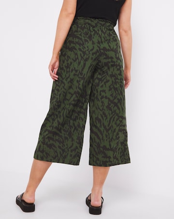 Animal Pull On Linen Mix Wide Leg Culotte