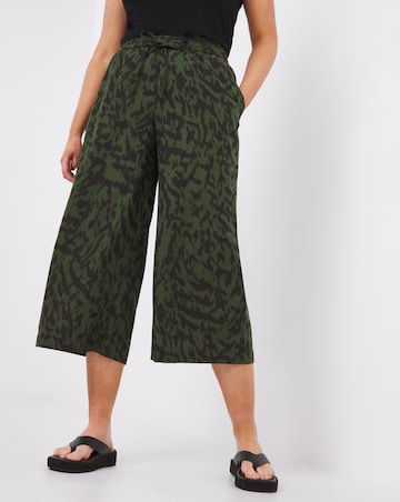 Animal Pull On Linen Mix Wide Leg Culotte