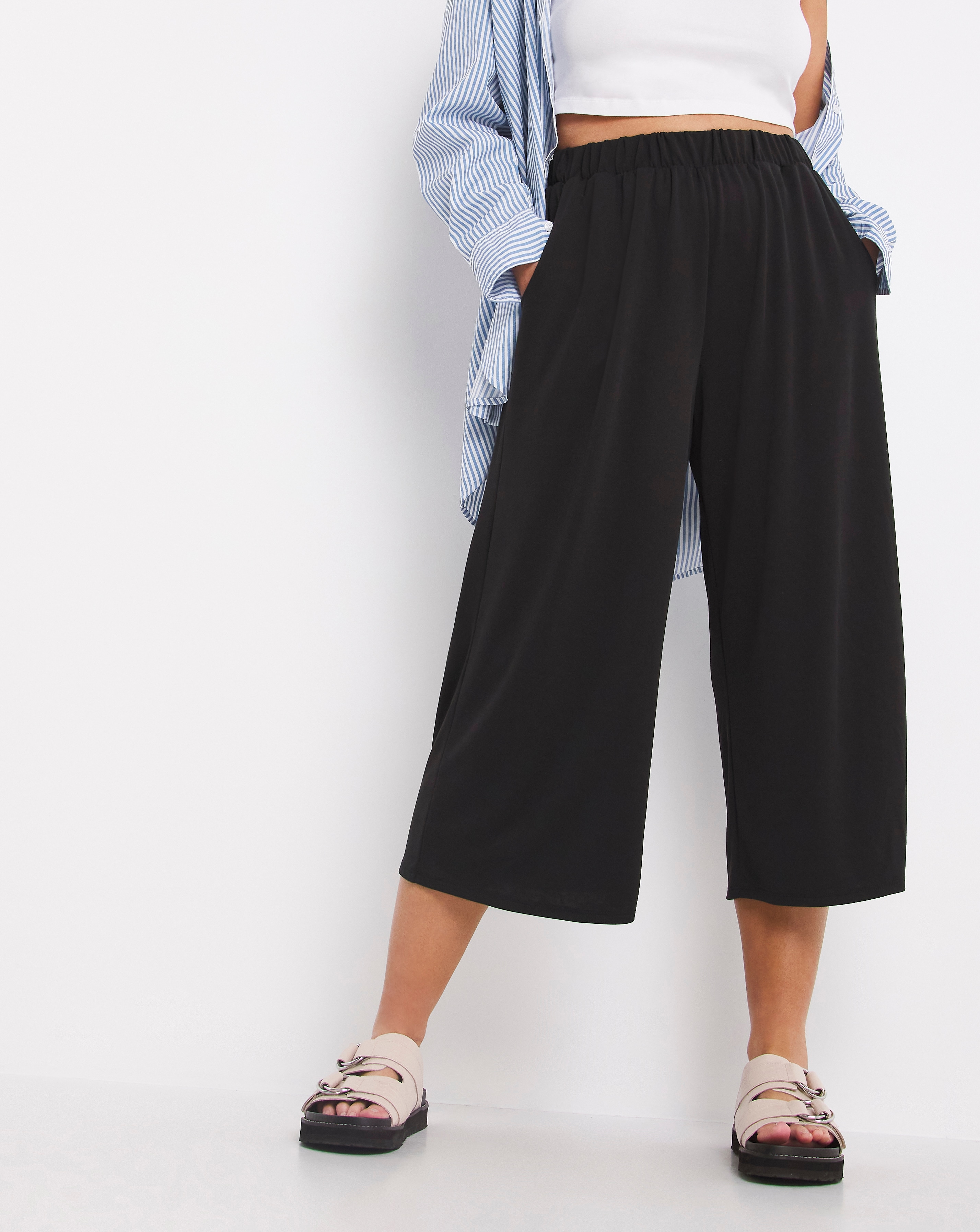 Black Premium Modal Cropped Trousers Simply Be