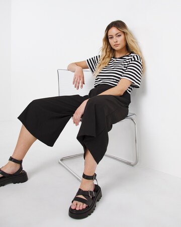 Black Summer Weight Crepe Wide Leg Trouser