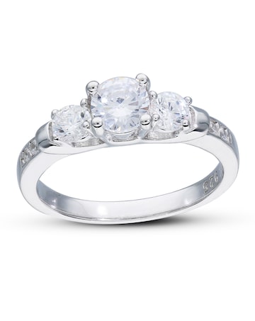 Sterling Silver Cubic Zirconia Two Piece Bridal Ring Set
