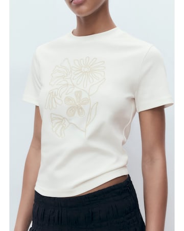 MANGO FLORAL EMBROIDERY T-SHIRT