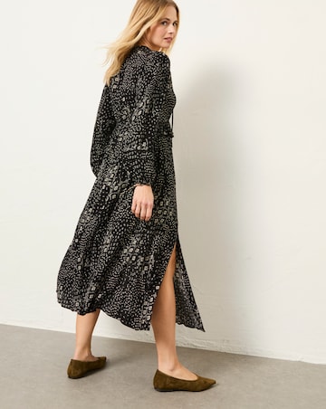 FatFace Tara Mono Floral Midi Dress