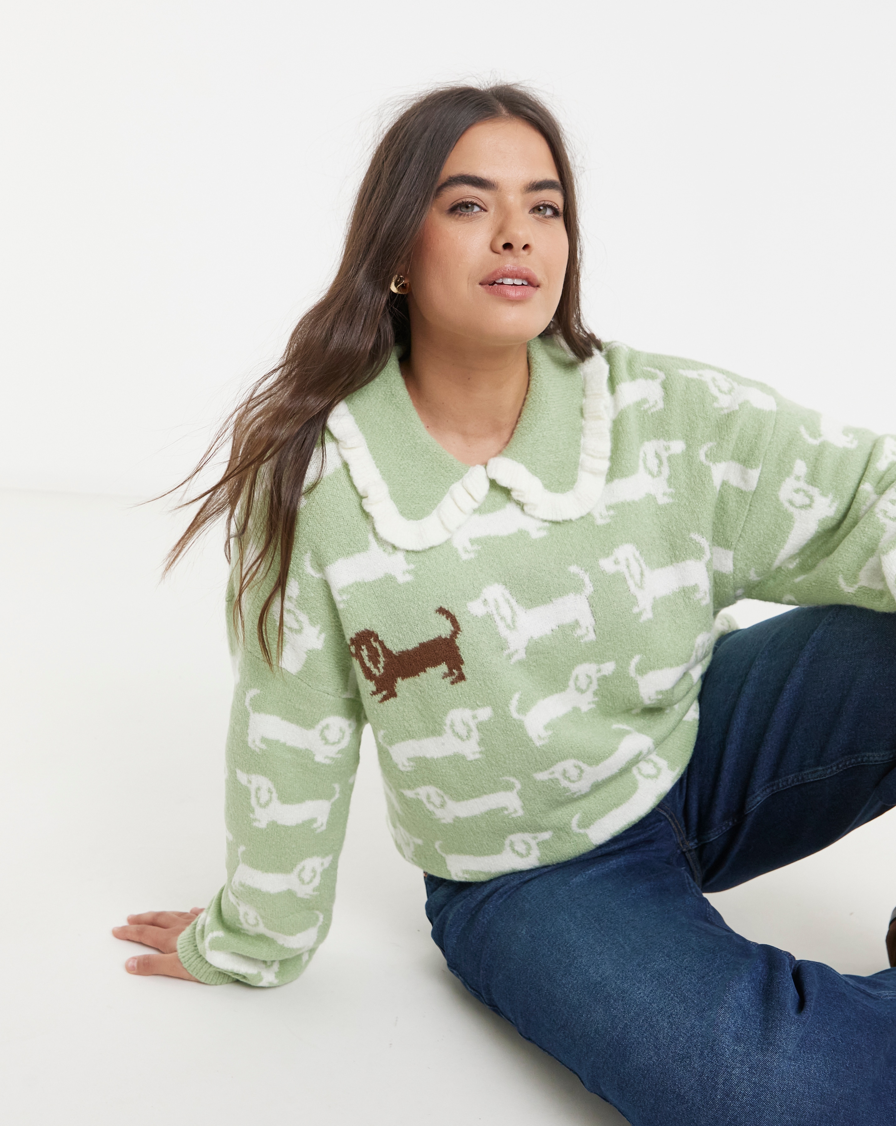 New In - Neon Rose Frill Sausage Dog Jumper