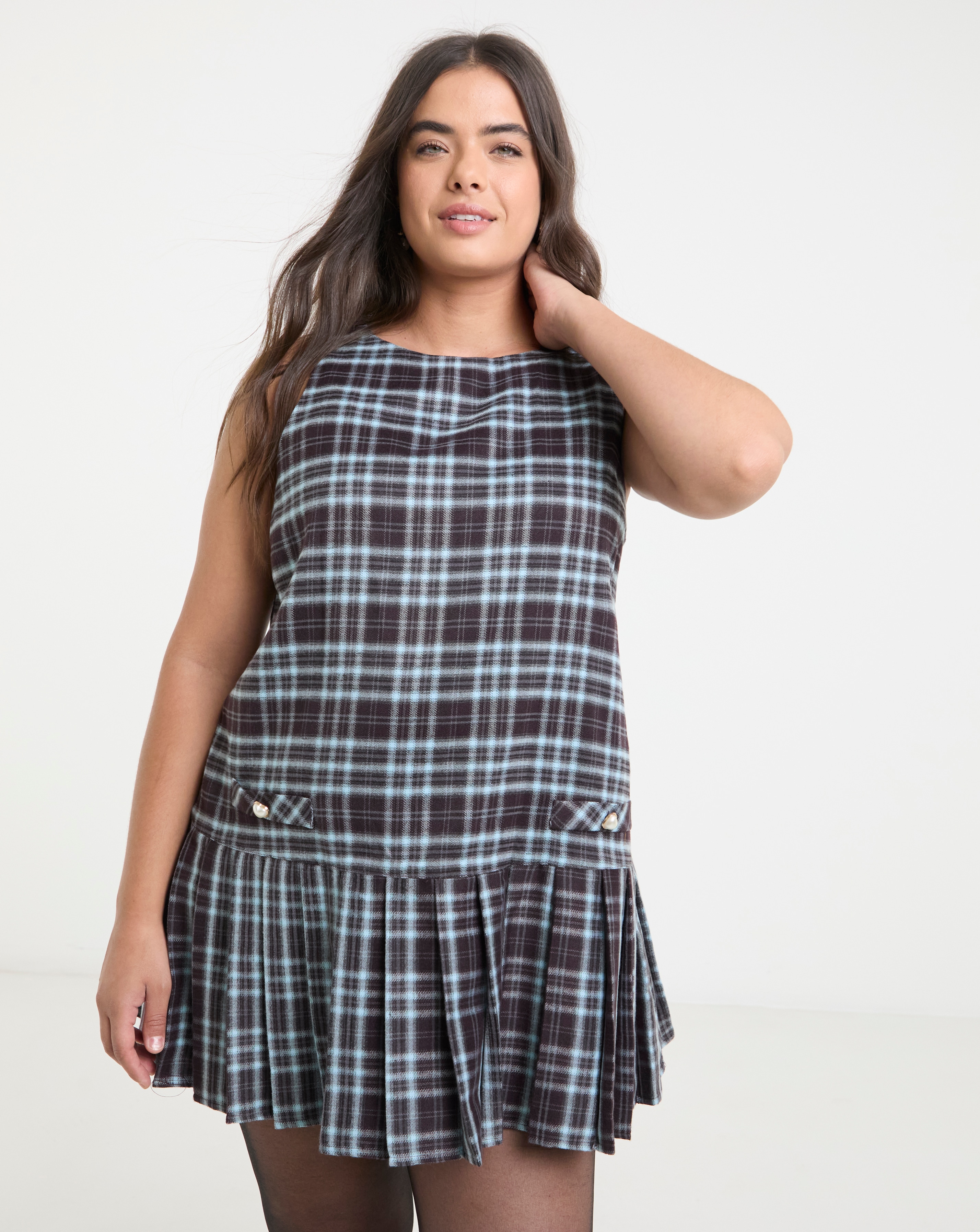 New In - Neon Rose Tartan Mini Dress