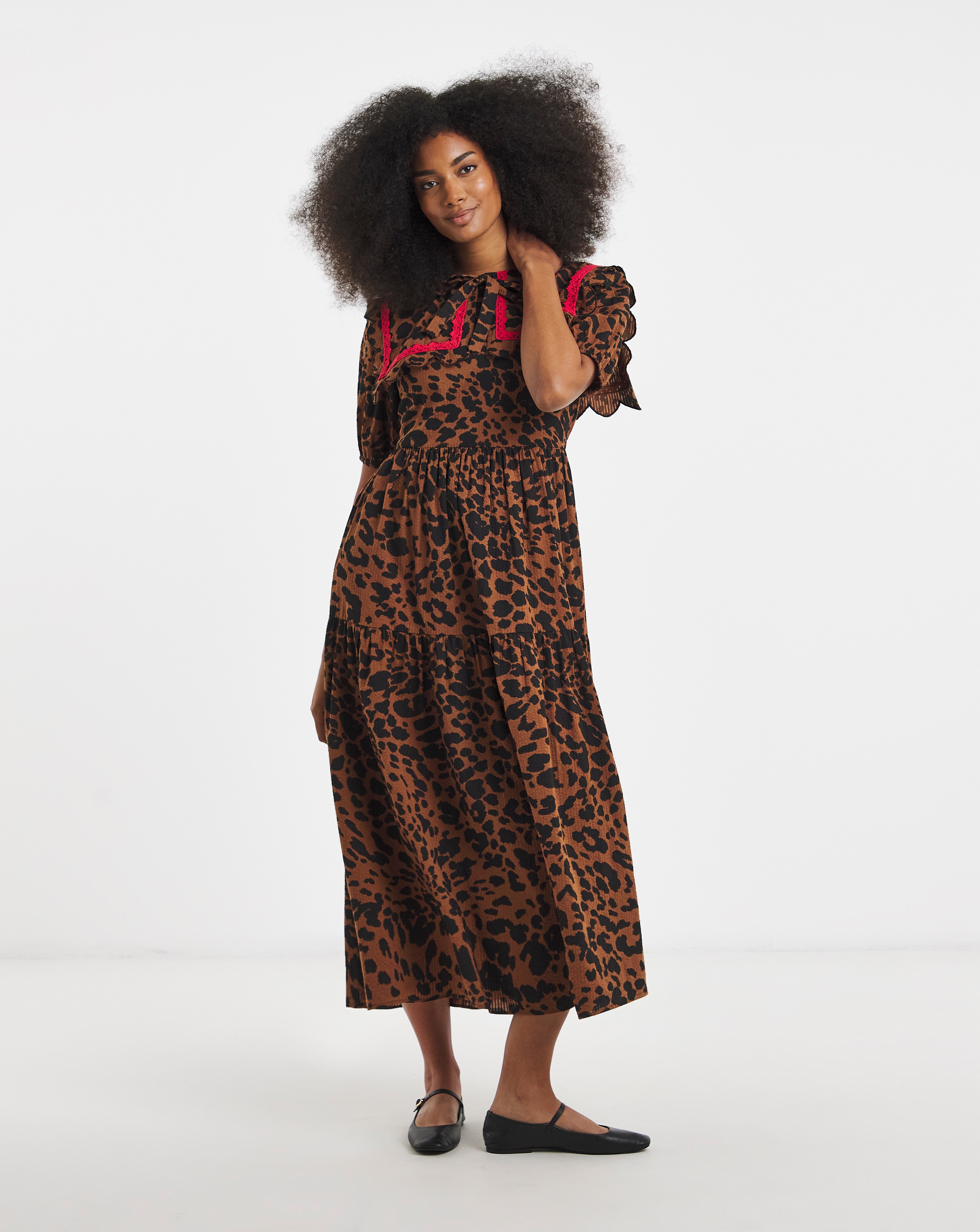 New In - Neon Rose Leopard Midaxi Dress