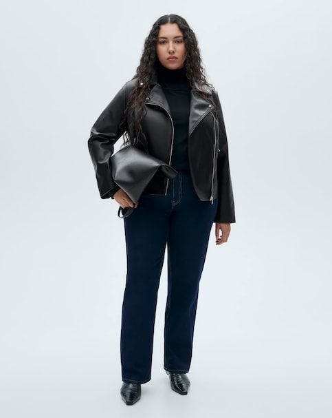 Mango Faux Leather Jacket - Black