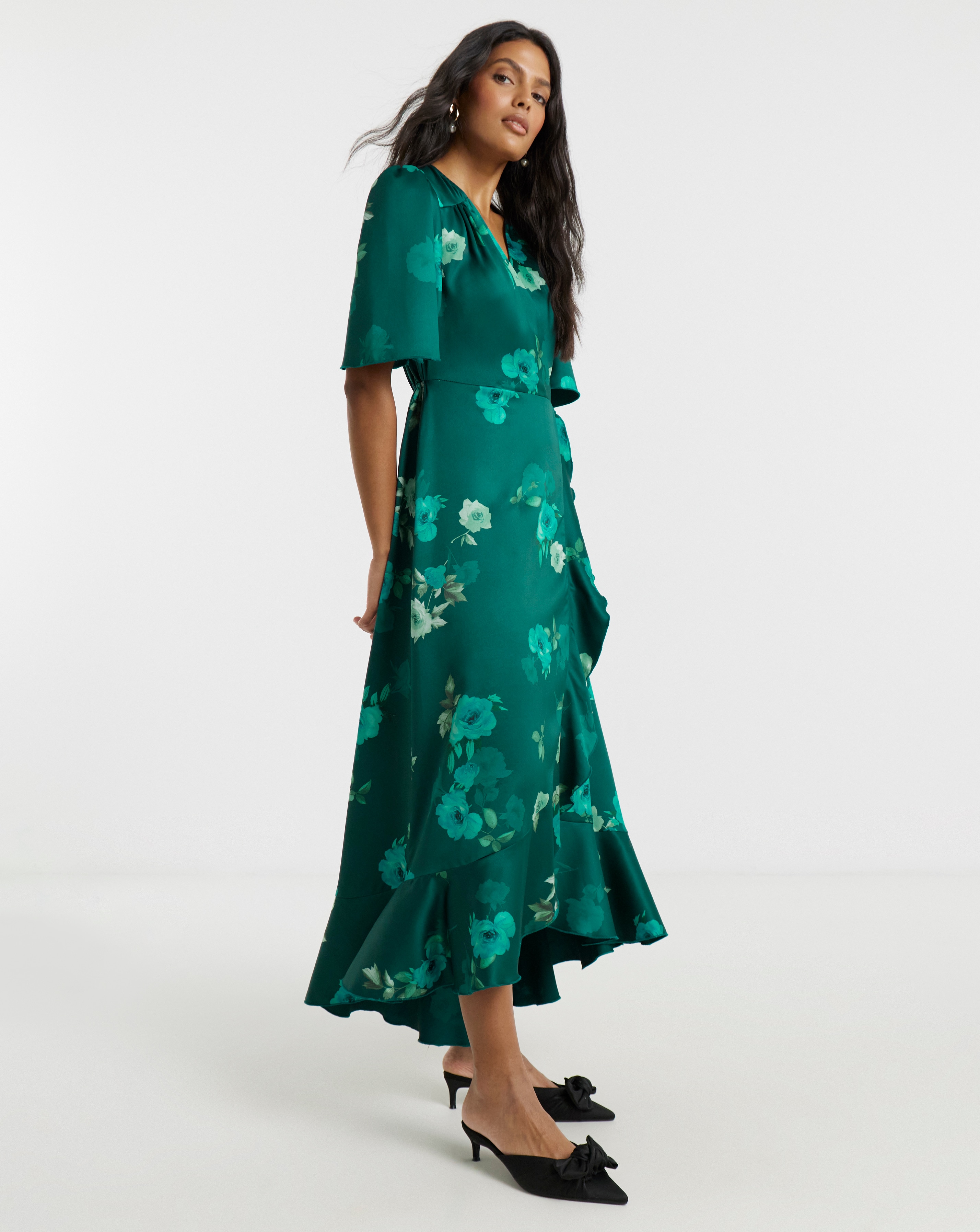 Flounce London Floral Wrap Dress
