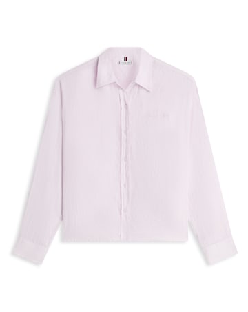 Tommy Hilfiger Linen Round Hem Long Sleeve Shirt