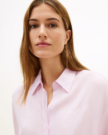 Tommy Hilfiger Linen Round Hem Long Sleeve Shirt