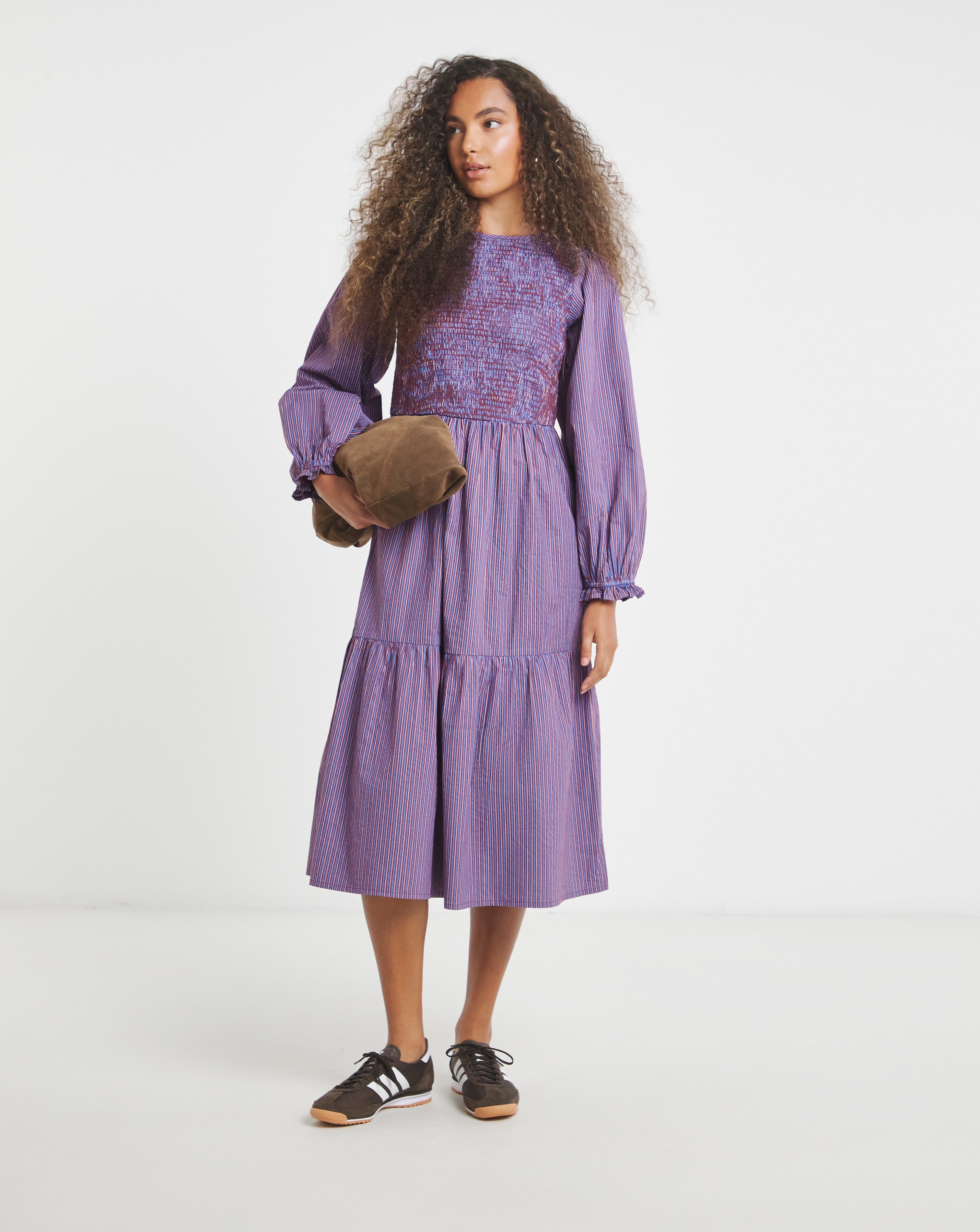 New In - Neon Rose Shirred Detailed Midaxi Dress