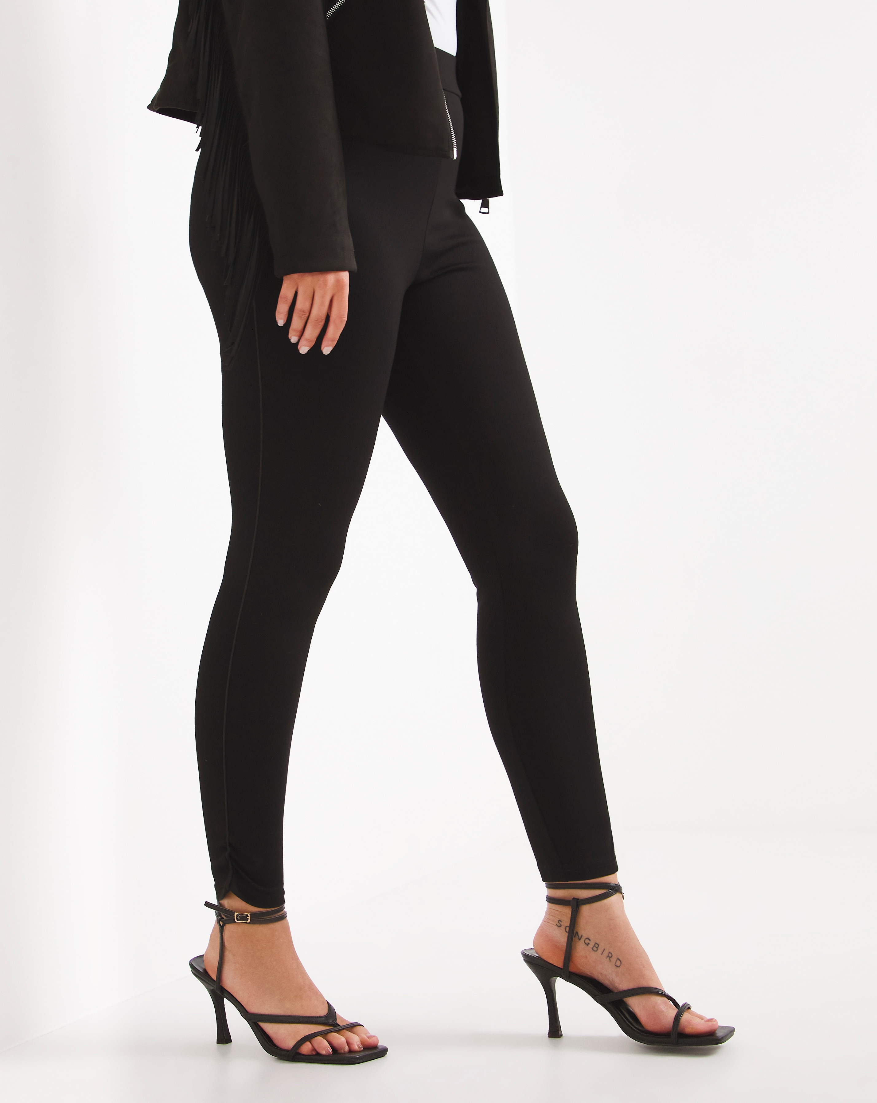 Side zip ponte leggings top