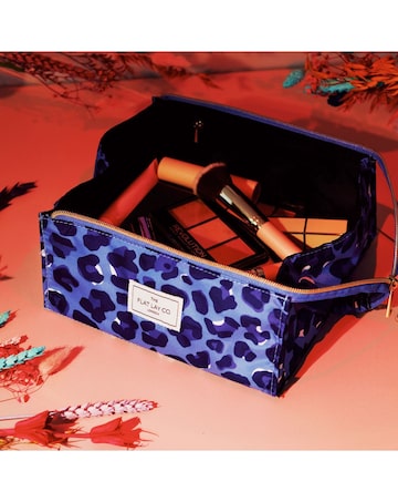 The Flat Lay Co. Open Flat Box Bag in Blue Leopard