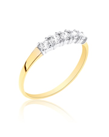 9 Carat Gold Five stone Cubic Zirconia Ring