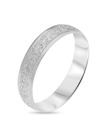 9 Carat White Gold Sparkle D Shape 4mm Wedding Band