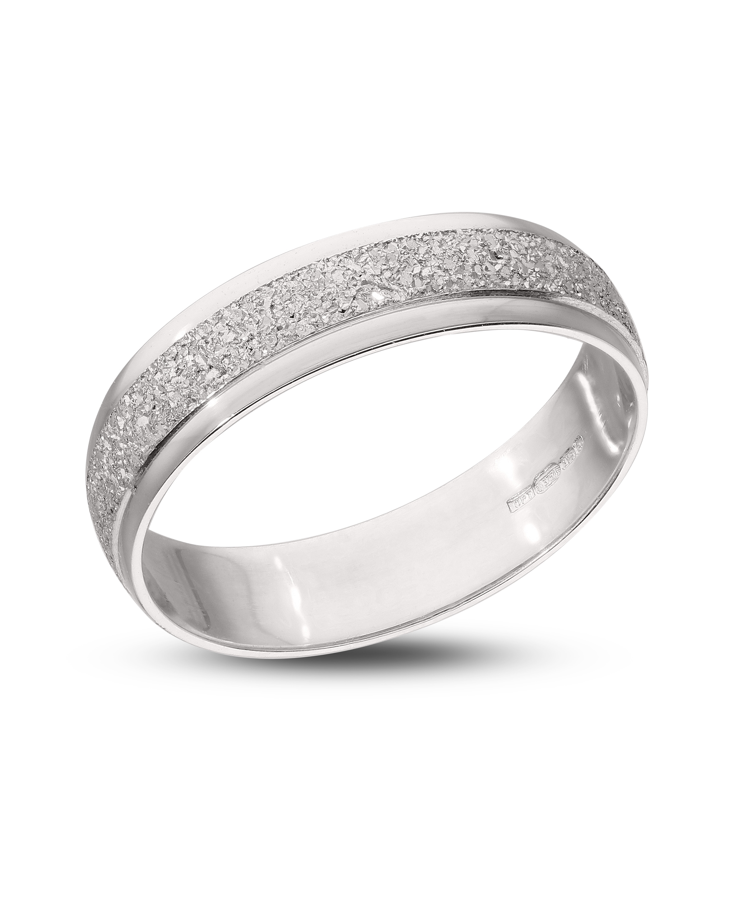 9CT White Gold Sparkle 4mm Wed Band - Gift For Her