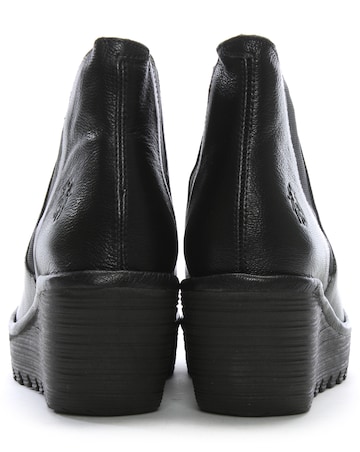 Fly London Woss Black Leather Wedge Ankle Boots