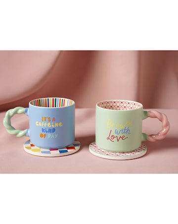 Raspberry Blossom Mug & Coaster Set - Brewed With Love