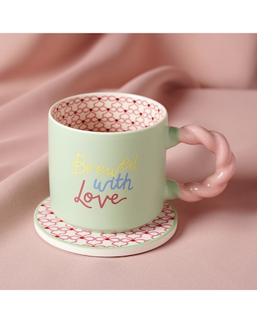 Raspberry Blossom Mug & Coaster Set - Brewed With Love