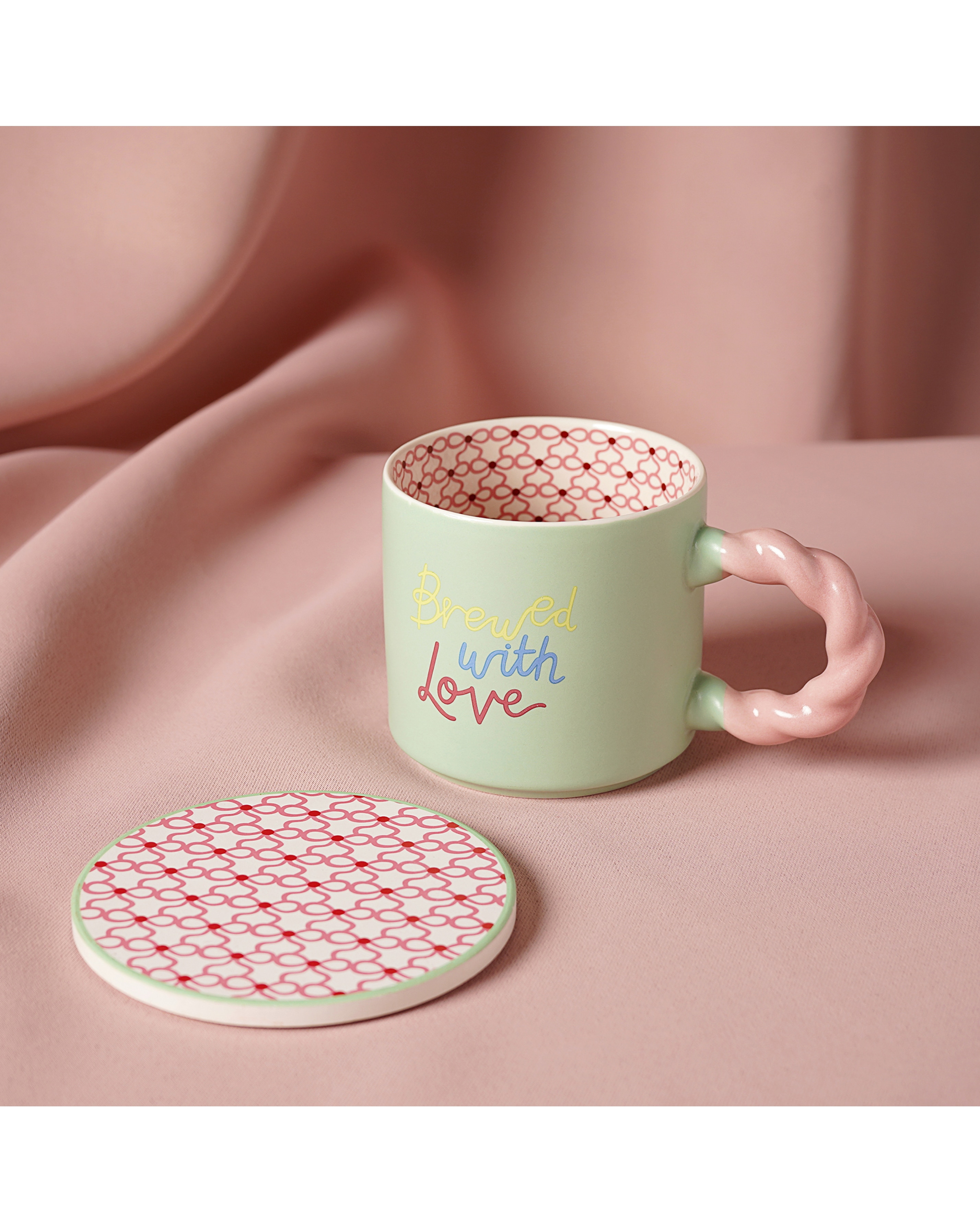 Raspberry Blossom Mug & Coaster Set