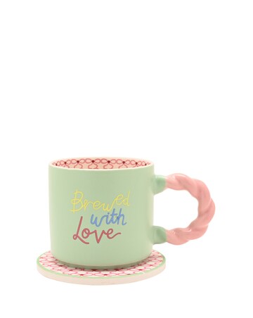 Raspberry Blossom Mug & Coaster Set - Brewed With Love