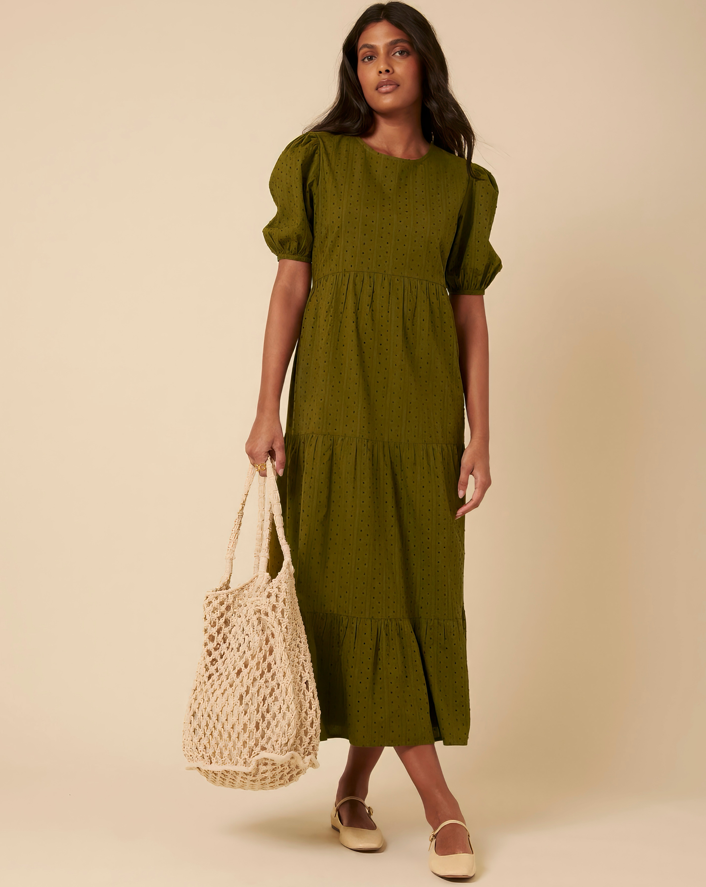 Nobody's Child Spot Puff Sleeve Dress