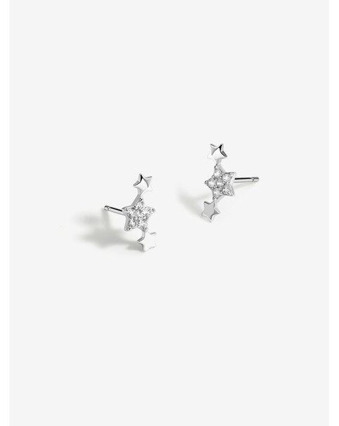 Sterling Silver 925 CZ Star Earrings