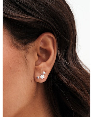 Simply Silver Sterling Silver 925 Cubic Zirconia Mini Star Climber Earring