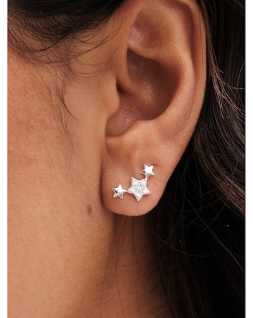 Simply Silver Sterling Silver 925 Cubic Zirconia Mini Star Climber Earring