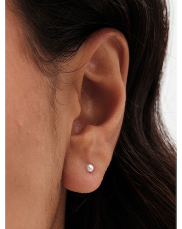Simply Silver 925 Pearl CZ Bow Studs