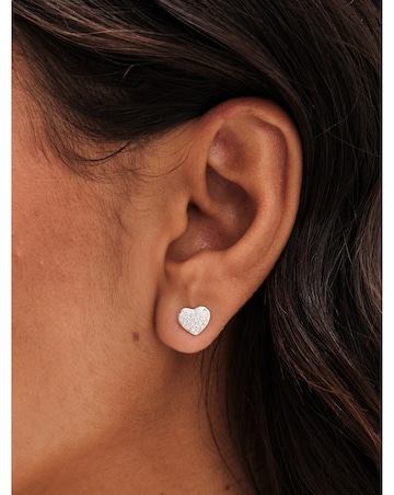 Simply Silver Sterling Silver 925 Pave Heart Stud Earrings