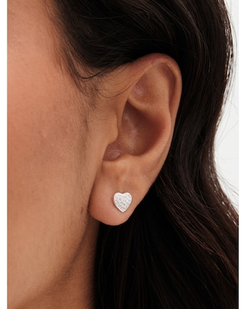 Simply Silver Sterling Silver 925 Pave Heart Stud Earrings