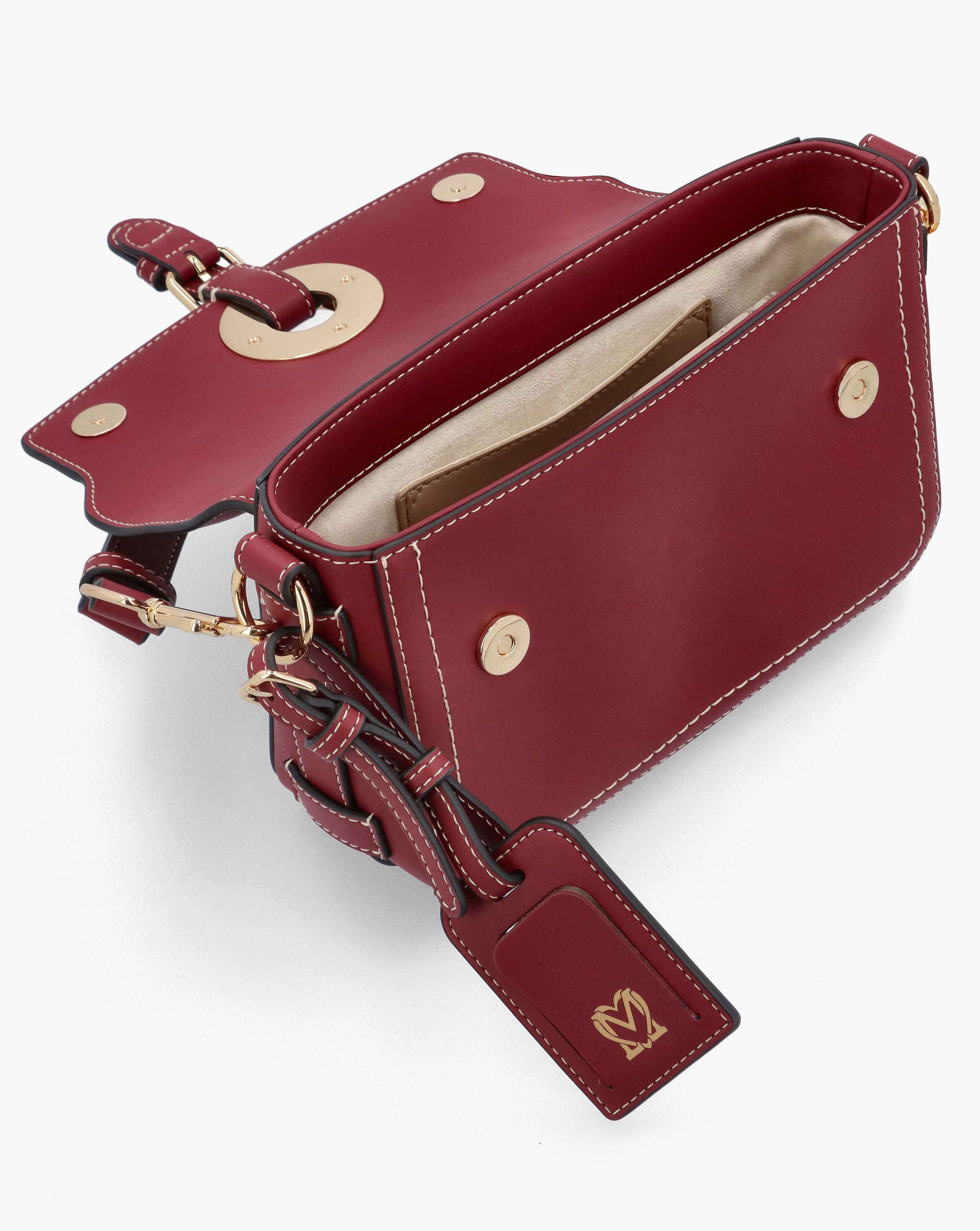 Love Moschino Logo Eyelet Burgundy Shoulder Bag | Simply Be