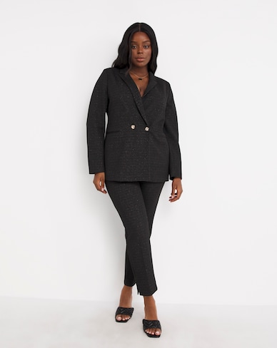 Tissu Maille Tricot Côtelé Lurex - Noir Argenté