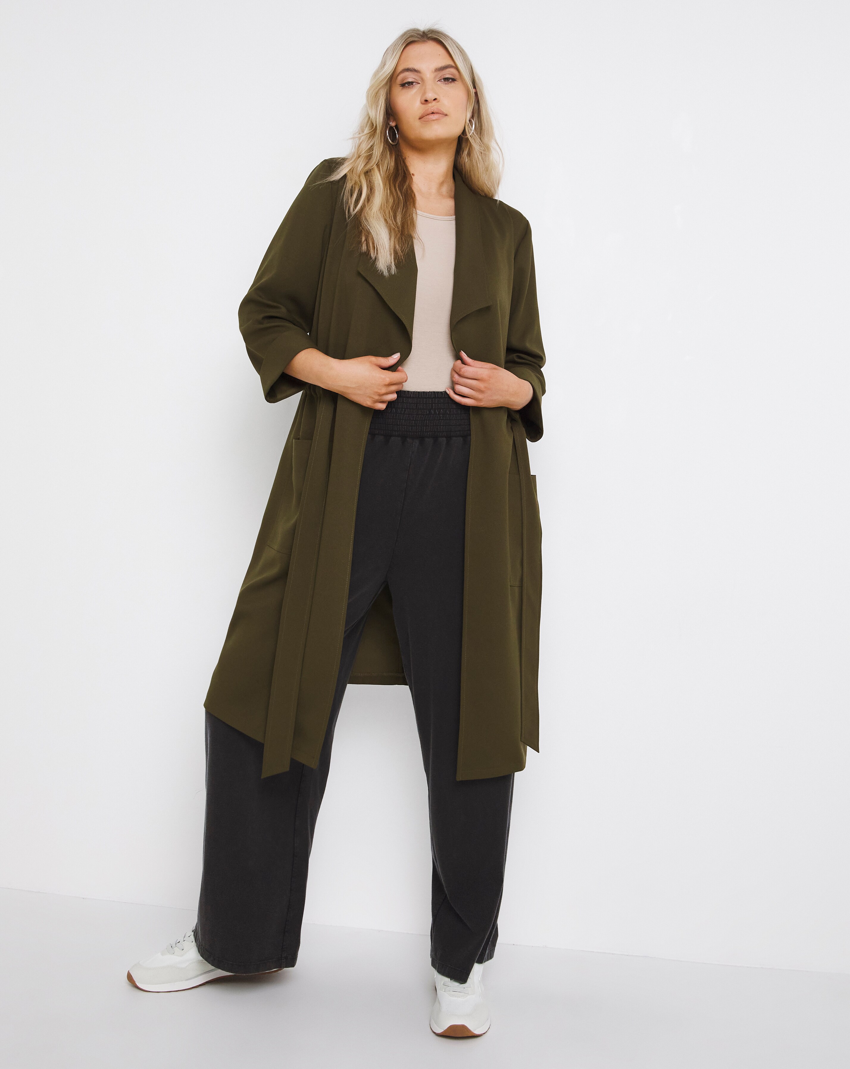 Soft Khaki Trench Waterfall Jacket Simply Be