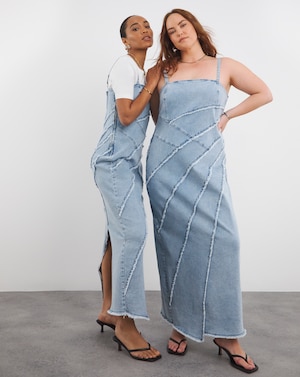 Light Blue Seamed Column Maxi Dress - Image 3