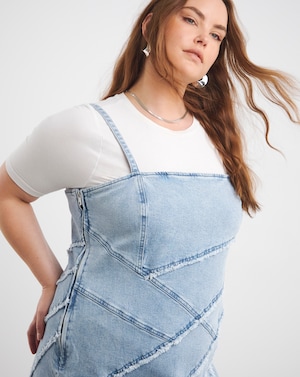 Light Blue Seamed Column Maxi Dress - Image 5