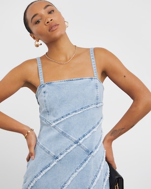 Light Blue Seamed Column Maxi Dress - Image 7