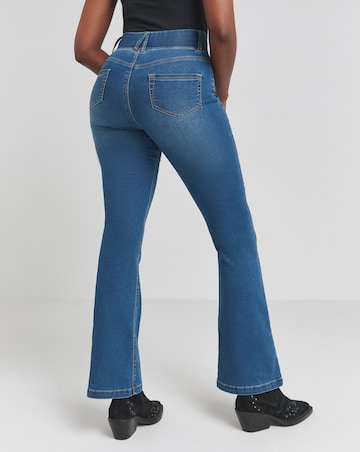 Mid Wash Flared Pull On Jeggings