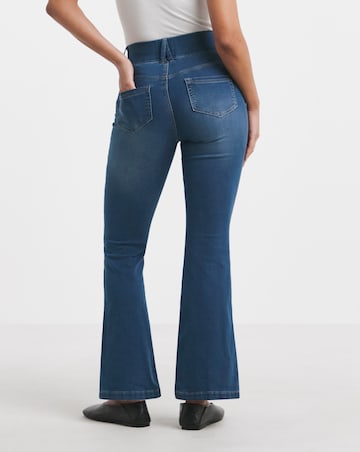 Mid Wash Flared Pull On Jeggings