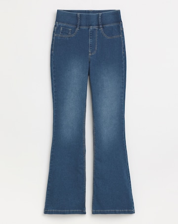 Mid Wash Flared Pull On Jeggings